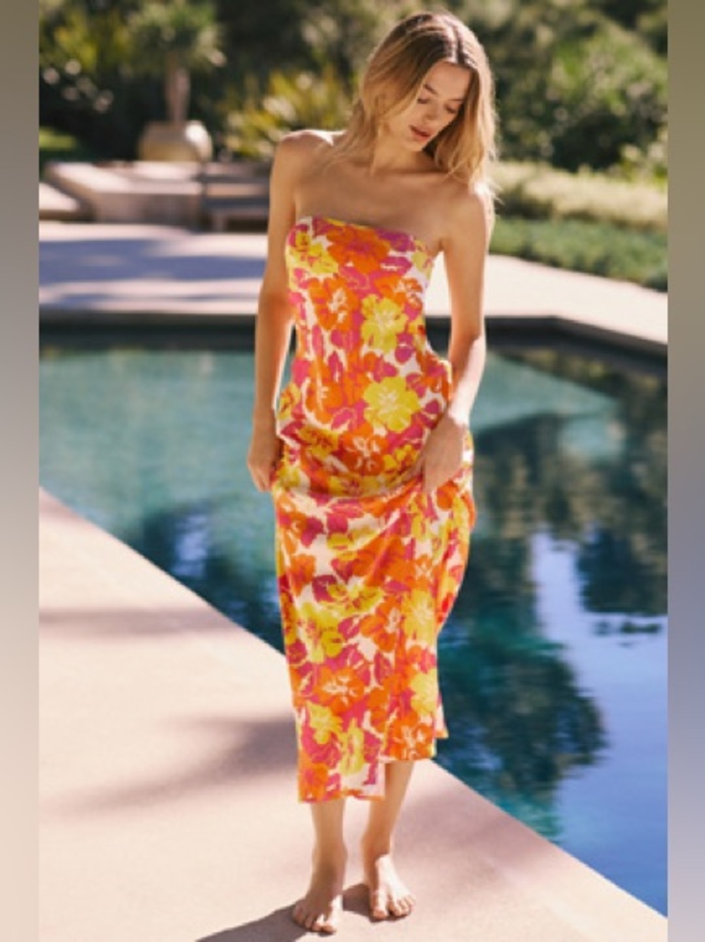 LSpace Spring In Love Strapless Maxi Dress in Bliss And Blossom Large